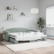 Divano Letto con Letto Estraibile Grigio Chiaro 90x200 Velluto 3197301