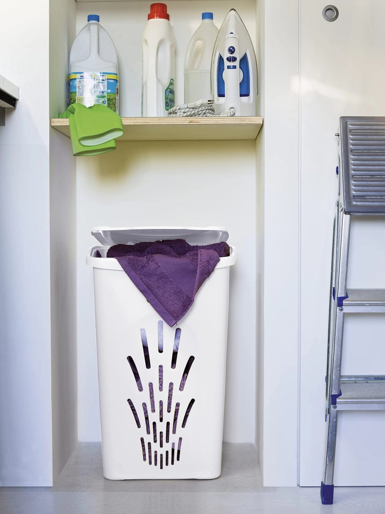 Portabiancheria Primavera Traforato Bianco L 50 cm 37 x 37X56 H Stefanplast