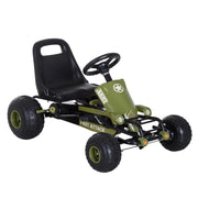 Go Kart Tretauto per Bambini 3-6 Anni con Freno a Mano e Sede Regolabile ¨C Zephmum ¨C Verde 99x65x56cm