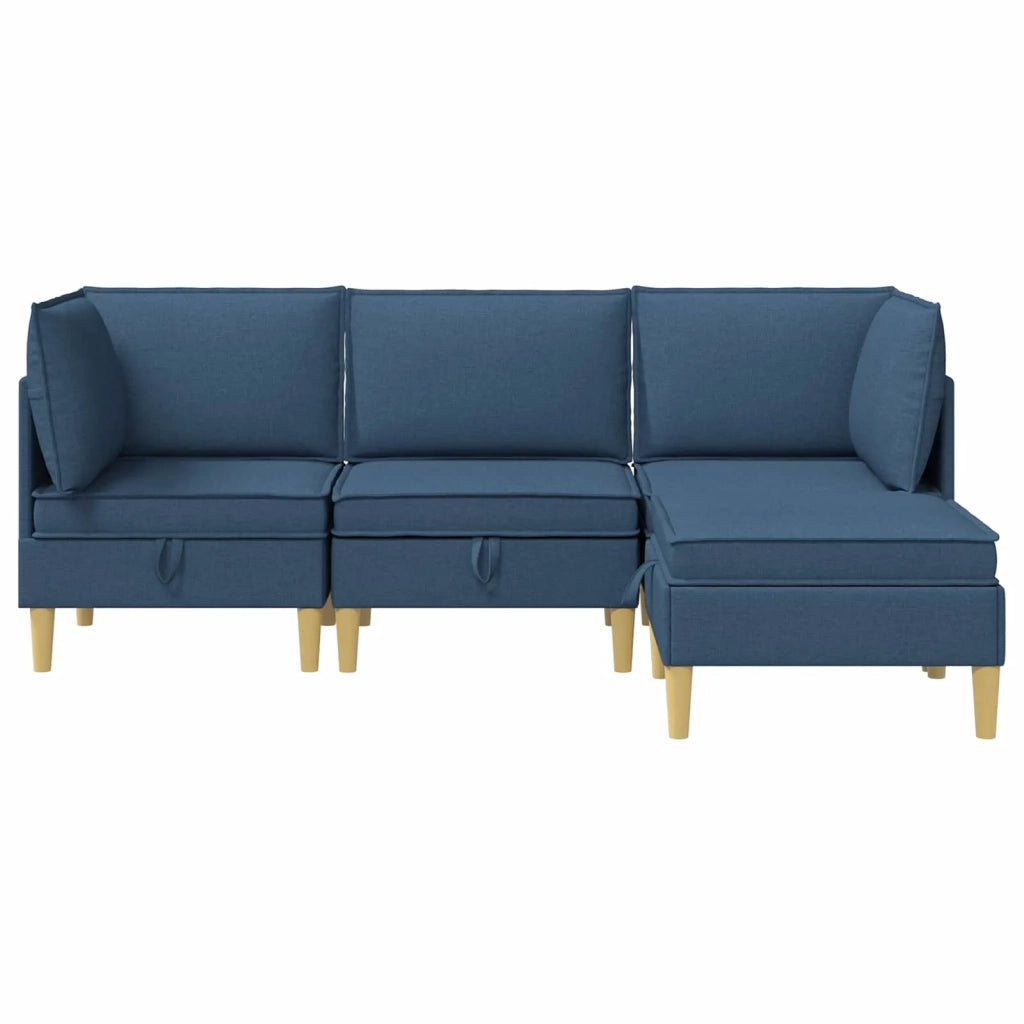 Set di mobili per il soggiorno con cuscino 4 pcs Blu Tessuto 3413715