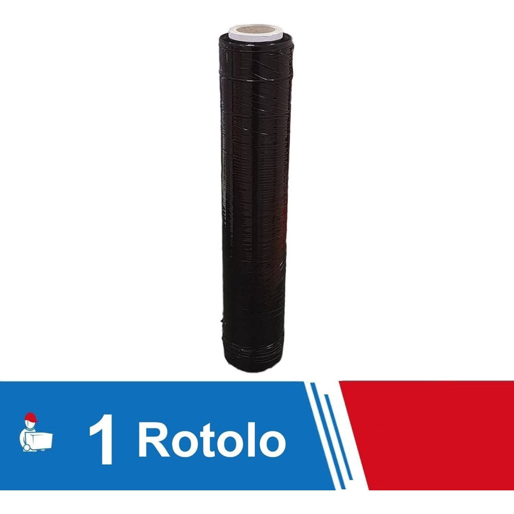 Trade Shop - Film Estensibile Pellicola Nera Rotolo Manuale Per Imballaggi 160mx23myx50cm -