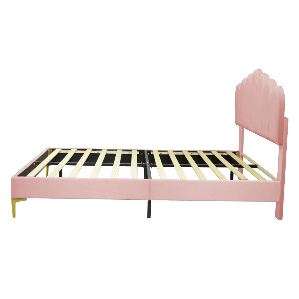 letto imbottito velluto rosa 140 x 200 cm