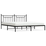 Letto matrimoniale | Letto per adulti | Giroletto con Testiera in Metallo Nero 193x203 cm
