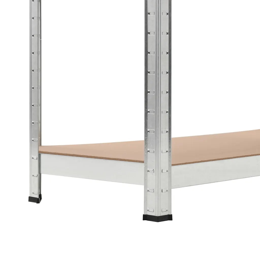 Scaffali Resistenti 5 Strati 2 pz Argento Acciaio e Multistrato cod mxl 51231