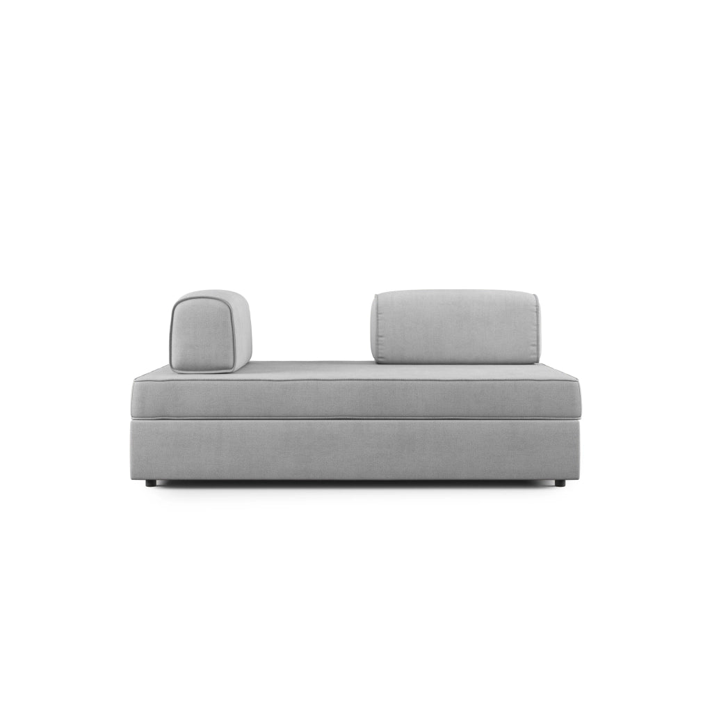 Liberty Divano con pouf estraibile e schienali movibili in tessuto morbido impermeabile T02 200 cm grigio chiaro