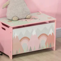 Baule Portagiochi per Bambini con Coperchio e Cerniera di Sicurezza in MDF, 60x37x39cm, Rosa