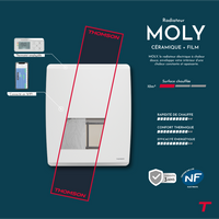 Radiatore elettrico Thomson WiFi con ceramica secca e inerzia a film, termostato intercambiabile, molibdeno da 1000 W