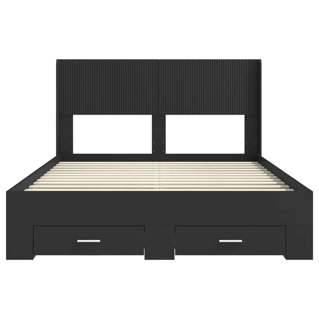 Struttura del letto con stoccaggio e testata Nero 135 x 190 cm