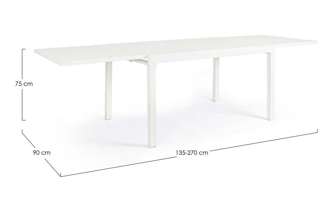 Tavolo Allungabile da Giardino Bianco Moderno Design Pranzo Pelagius Bizzotto Formato: 135-270 cm