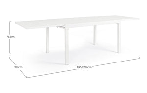 Tavolo Allungabile da Giardino Bianco Moderno Design Pranzo Pelagius Bizzotto Formato: 135-270 cm