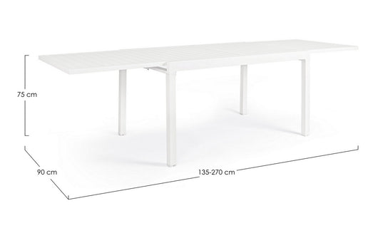Tavolo Allungabile da Giardino Bianco Moderno Design Pranzo Pelagius Bizzotto Formato: 135-270 cm
