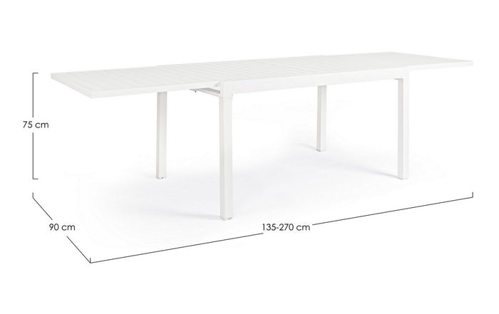 Tavolo Allungabile da Giardino Bianco Moderno Design Pranzo Pelagius Bizzotto Formato: 135-270 cm