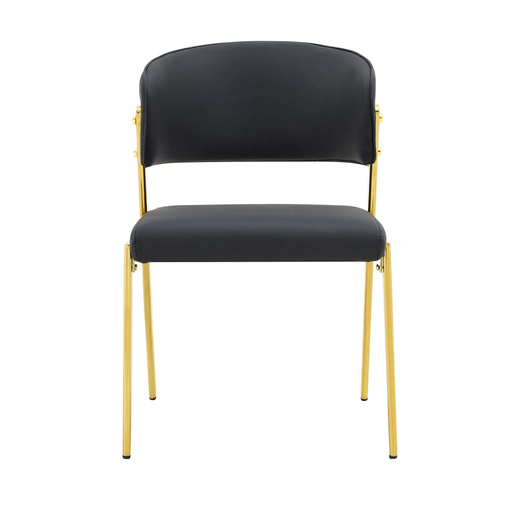 SEDIA da pranzo moderna con schienale curvo in PU nero, Set da 2 pezzi