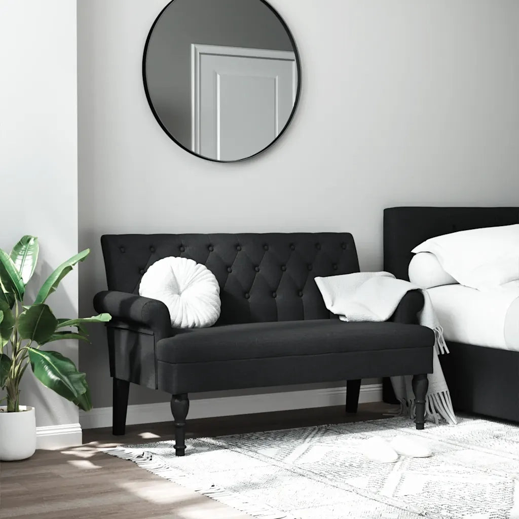 Panca con schienale nera 120x62x75,5 cm in tessuto CFW3991740