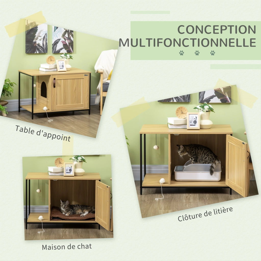 Porta per gatti con sfera sospesa ¨C zephmum ¨C stile industriale, colore legno chiaro
