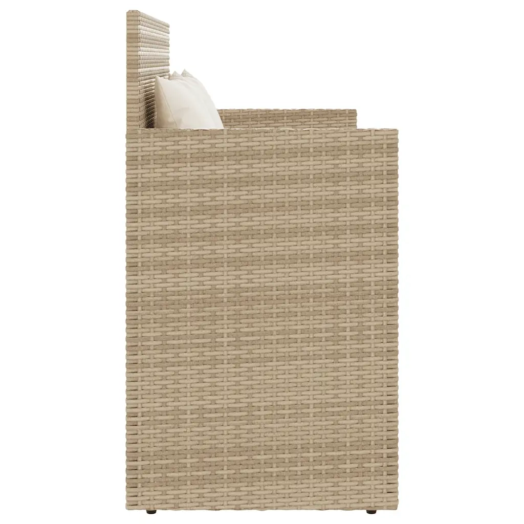 Panca da Giardino con Cuscini-Sgabello-Panca da esterno Beige in Polyrattan 125551