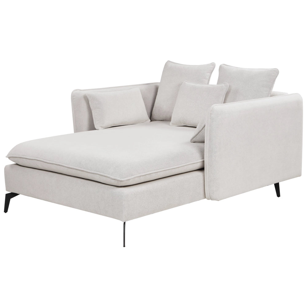 Chaise Lounge Beige Chiaro Poliestere Tessuto Imbottito Braccioli Cuscino Schienale Design Moderno Soggiorno Simmetrico