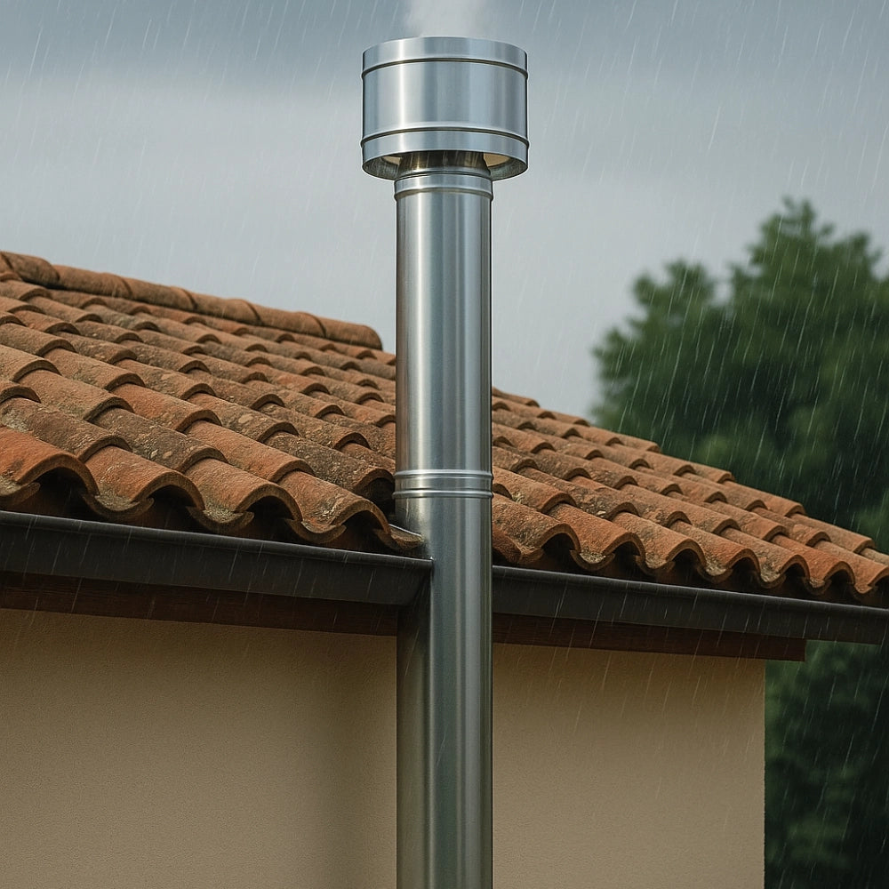 Fumaiolo 4 venti base tonda in acciaio inox diametro 80 mm camini stufe