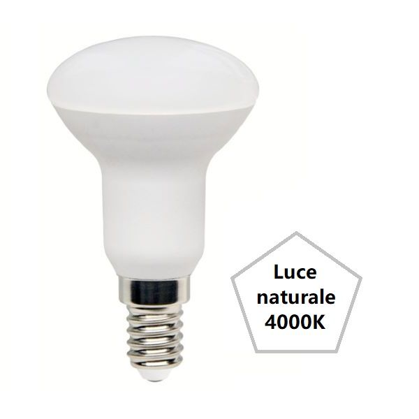 LAMPADINA REFLECTOR R50 A LED 4,9W LUCE NATURALE 4000K 470 LUMEN E27 BOT