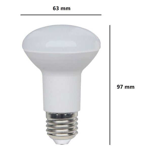 LAMPADINA REFLECTOR R63 A LED 8W LUCE NATURALE 4000K 806 LUMEN E27 BOT LIGHTING