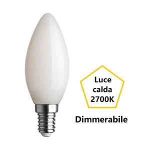 LAMPADINA OLIVA A LED 5,9W LUCE CALDA 2700K 806 LUMEN E14 DIMMERABILE BOT