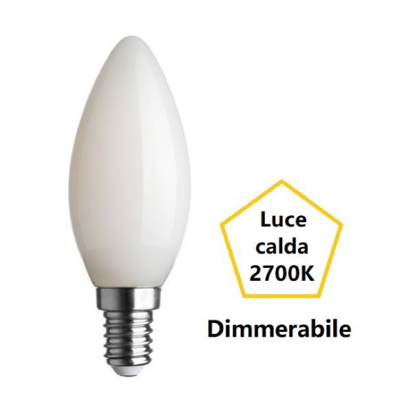 LAMPADINA OLIVA A LED 5,9W LUCE CALDA 2700K 806 LUMEN E14 DIMMERABILE BOT