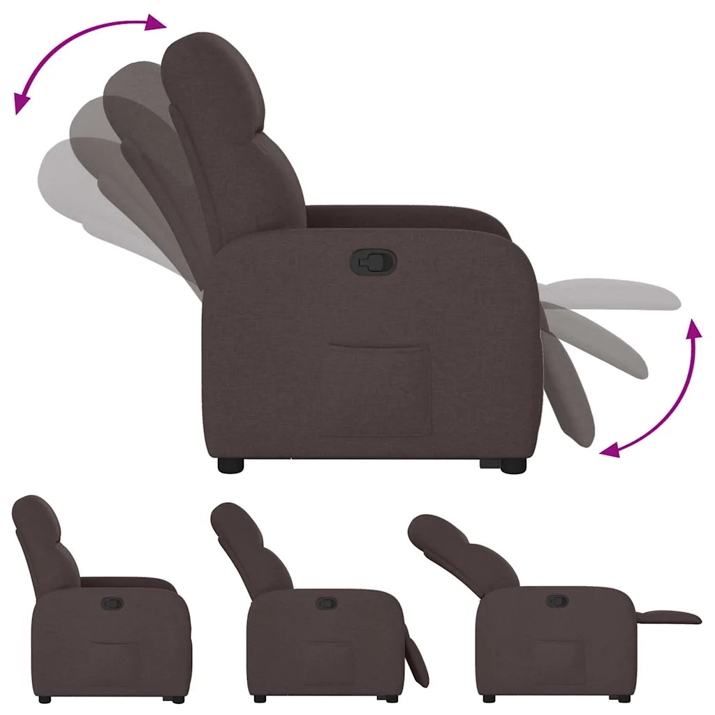 Poltrona Alzapersona Reclinabile Marrone Scuro in Tessuto 3302977