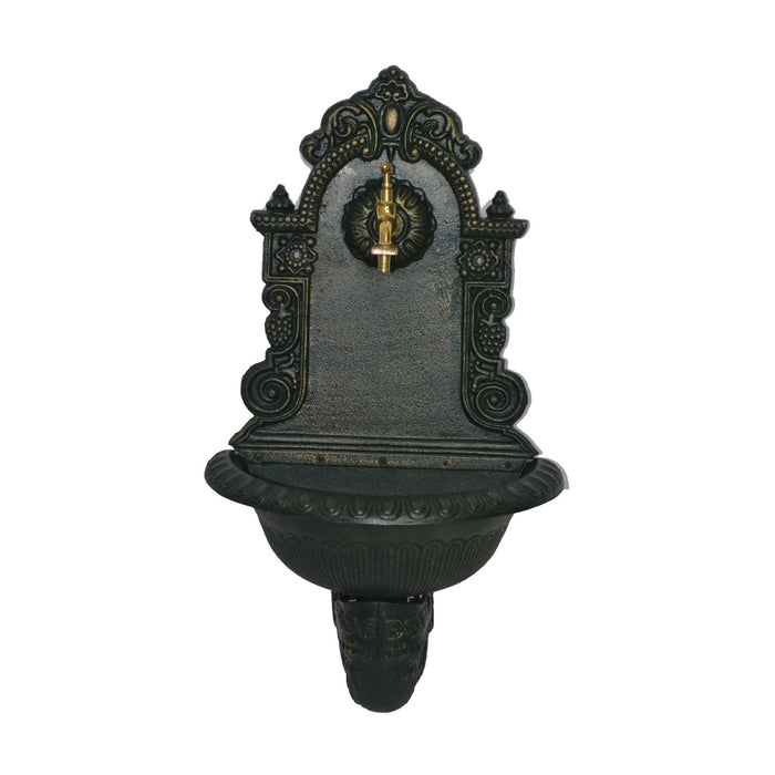 FONTANA ACQUASANTIERA GHISA CON RUBINETTO PANTHEON VERDE DA GIARDINO