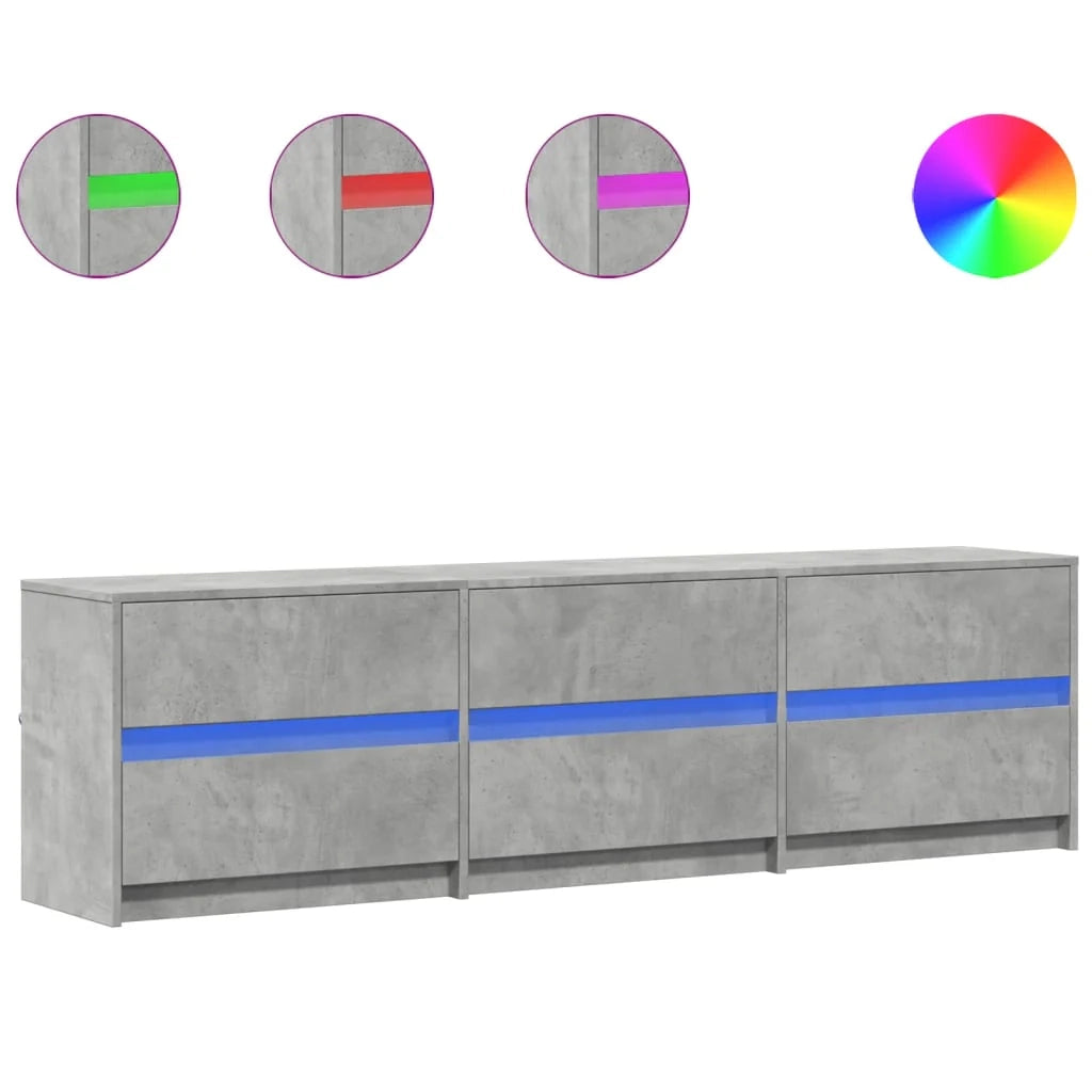 Mobile TV multimediale scaffale per televisione televisione buffet sala da pranzo soggiorno camera da letto con LED 180 x 34 x 50 cm pannelli compositi grigio 02_0026450