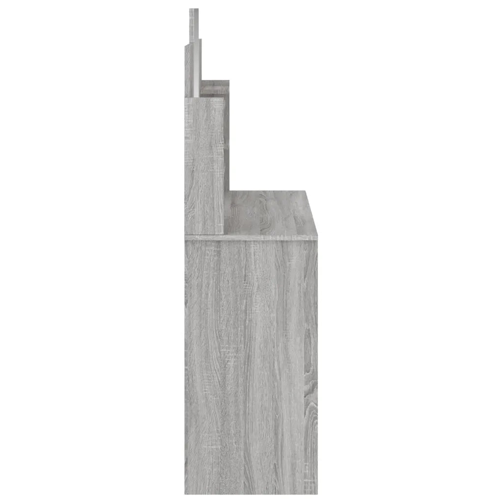 Toeletta con Specchio-Tavolo da Vanit¨¤ Grigio Sonoma 96x39x142 cm