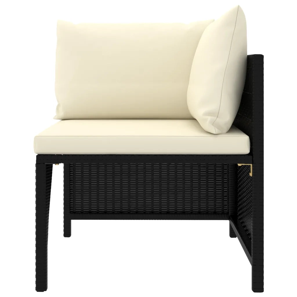Set Divani da Giardino 6 pz con Cuscini in Polyrattan Nero 3059789