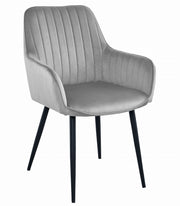 Sedia da pranzo Valora SELO - Velluto grigio argento con gambe nere x1