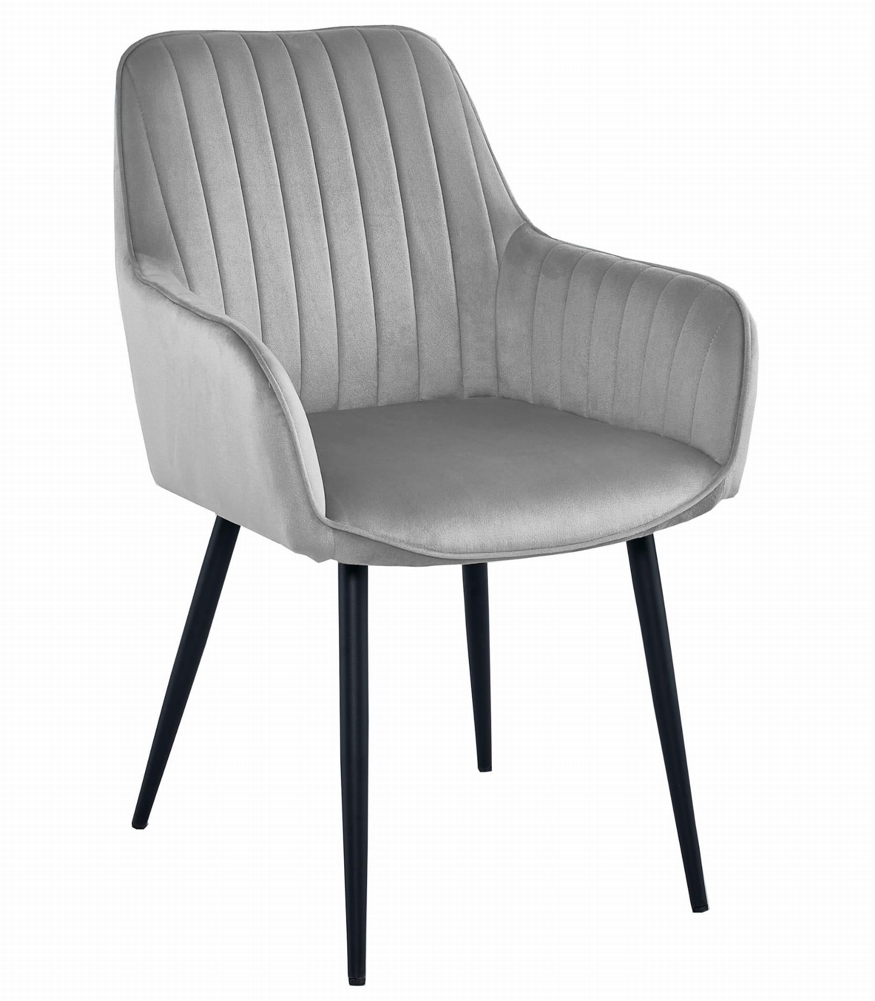 Sedia da pranzo Valora SELO - Velluto grigio argento con gambe nere x1