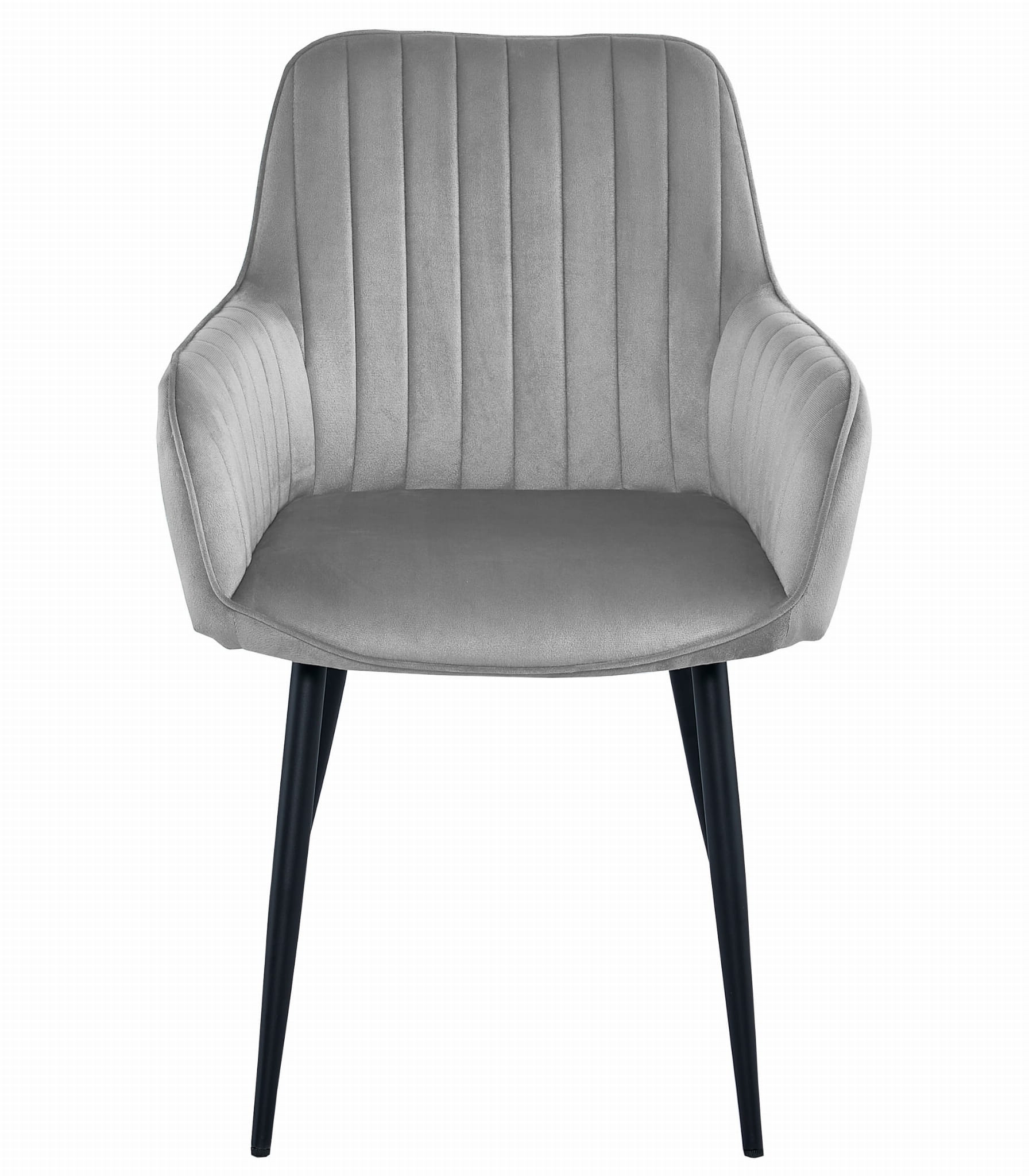 Sedia da pranzo Valora SELO - Velluto grigio argento con gambe nere x1