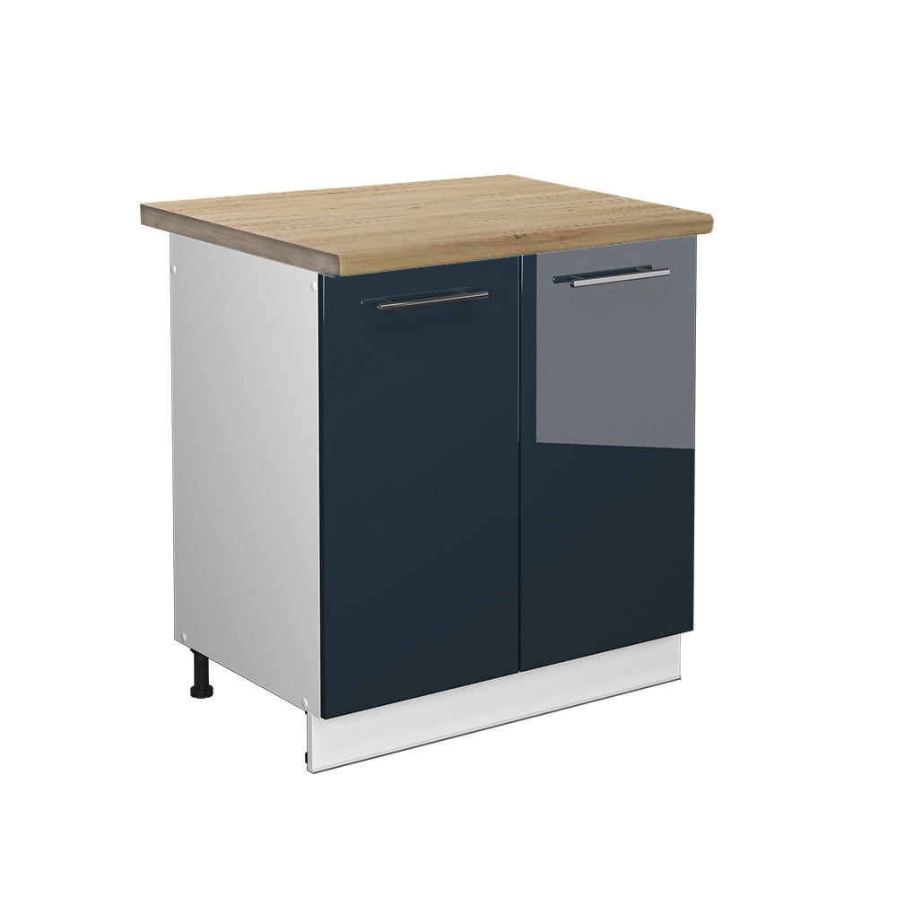 Mobile lavello cucina Fame-Line Blu scuro lucido/Bianco 80 cm, PL Rovere Vicco