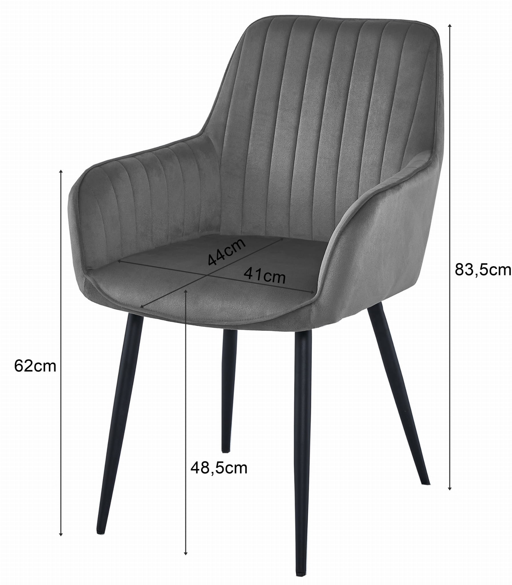 Sedia da pranzo Valora SELO - Velluto grigio argento con gambe nere x1