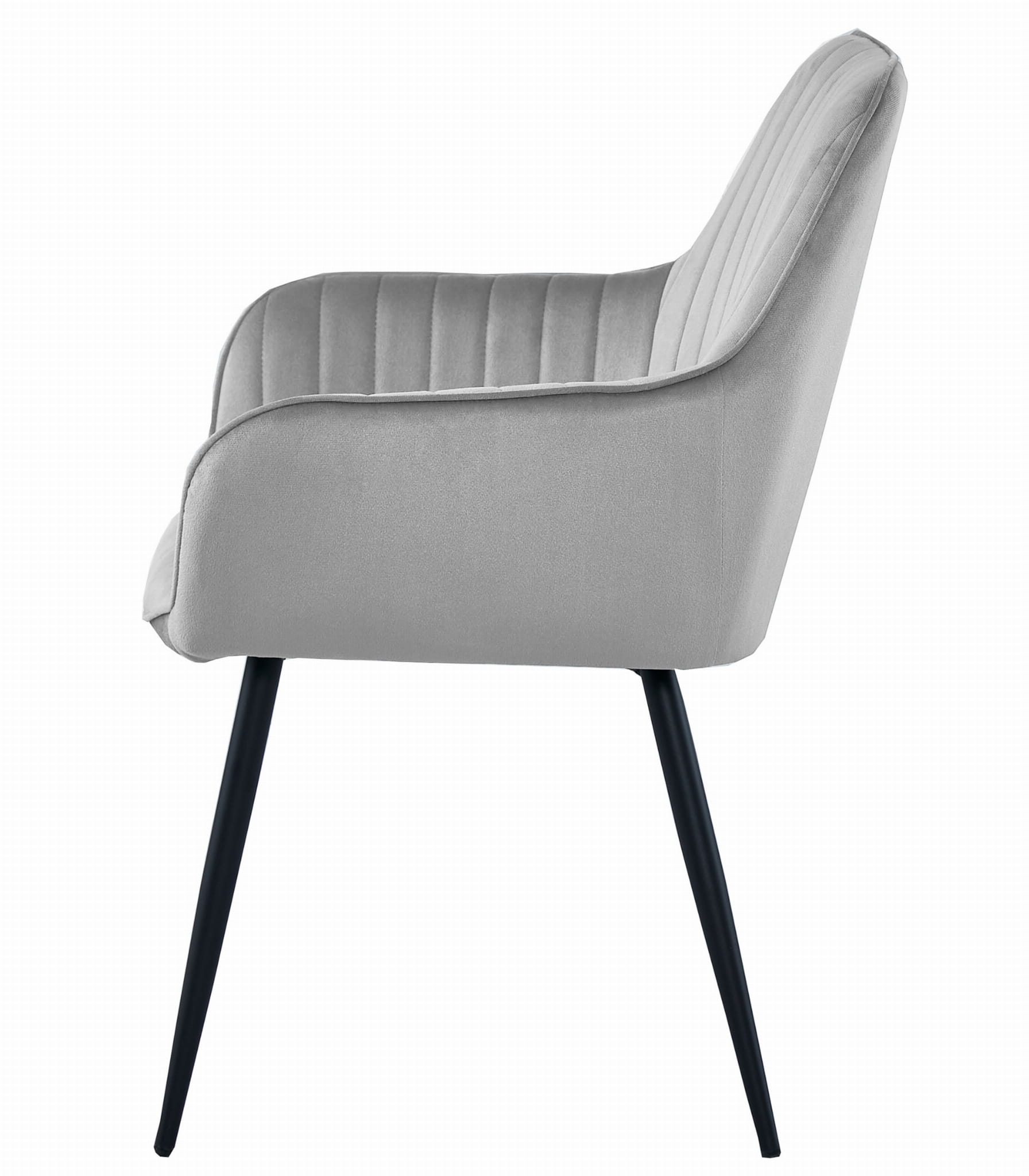 Sedia da pranzo Valora SELO - Velluto grigio argento con gambe nere x1