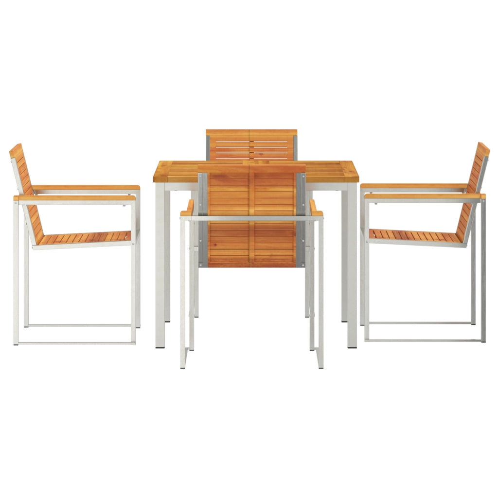 Set da Pranzo da Giardino 5 Pezzi  in Legno Solido di Acacia