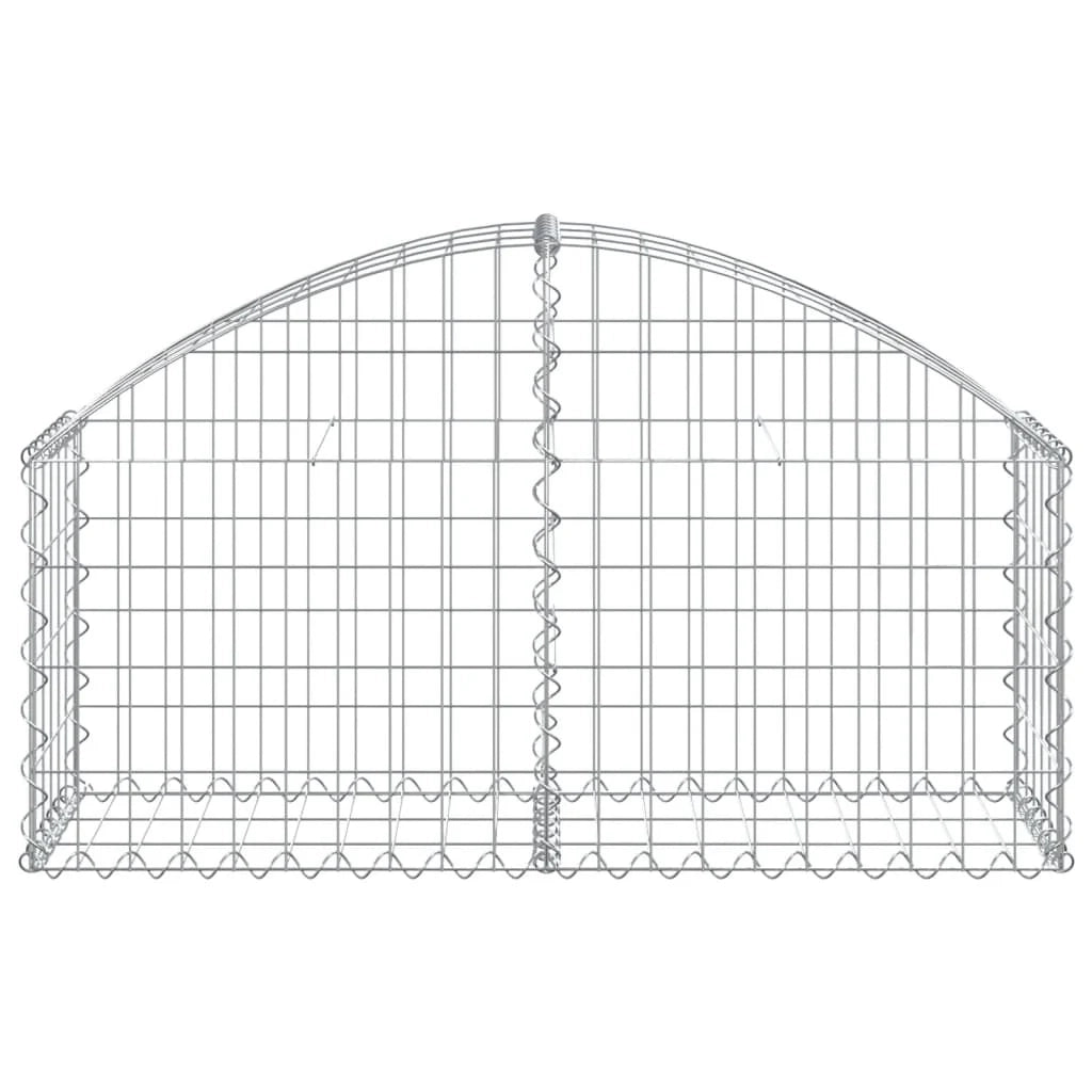 Cesto gabbione recinzione a gabbia muro di contenimento ad arco 100 x 30 x 40/60 cm ferro zincato argento 02_0039957