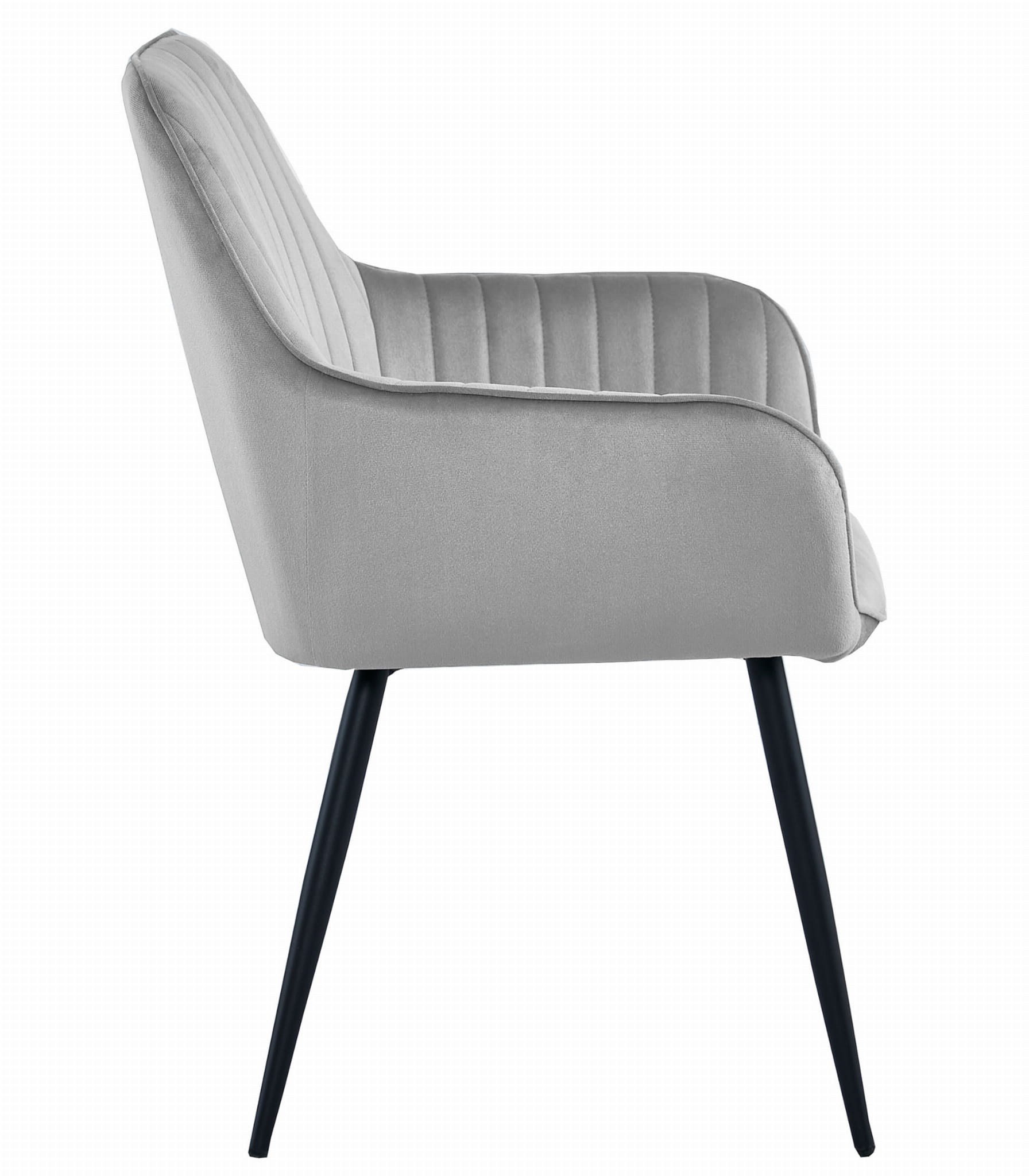 Sedia da pranzo Valora SELO - Velluto grigio argento con gambe nere x1