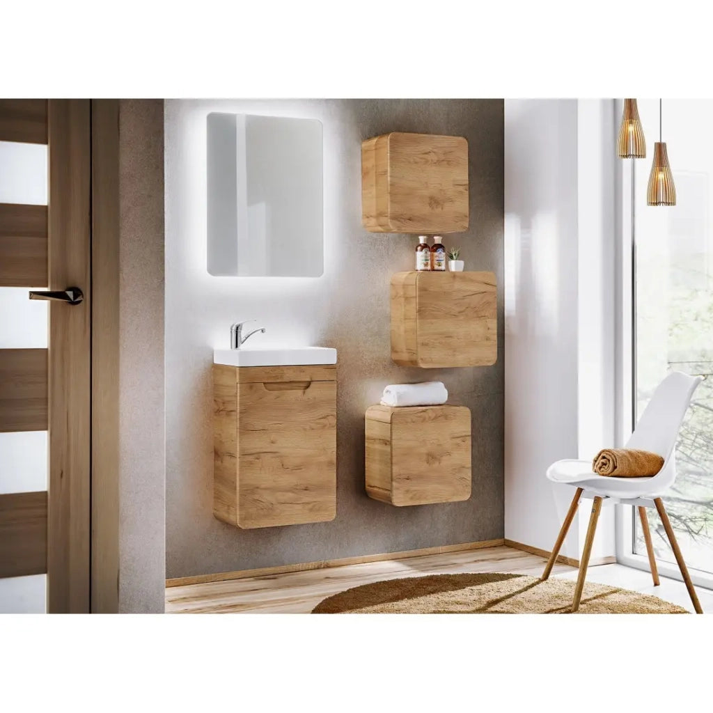 Mobile da bagno ERBANO – Rovere chiaro – 35x35 cm – 1 porta – Da appendere