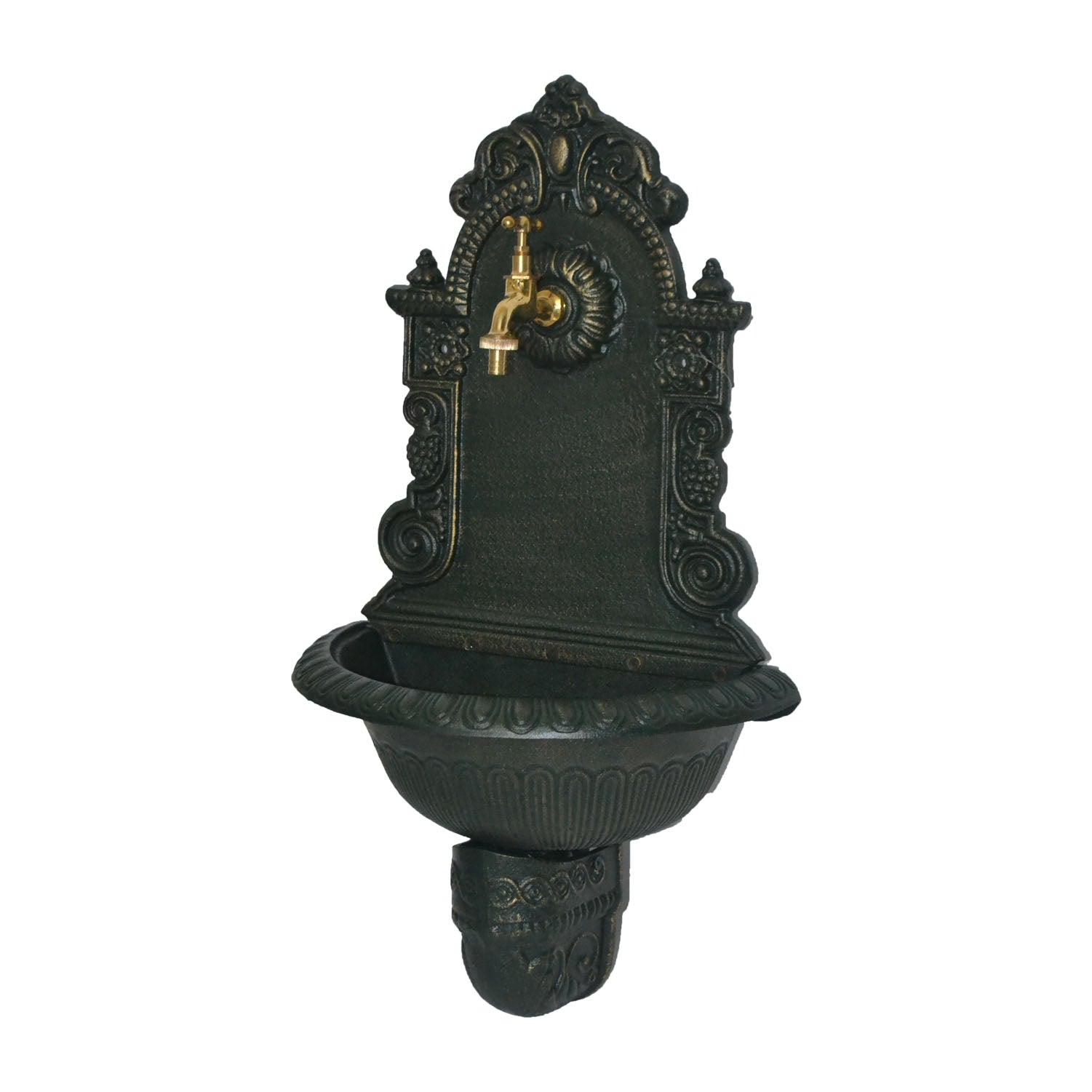 FONTANA ACQUASANTIERA GHISA CON RUBINETTO PANTHEON VERDE DA GIARDINO