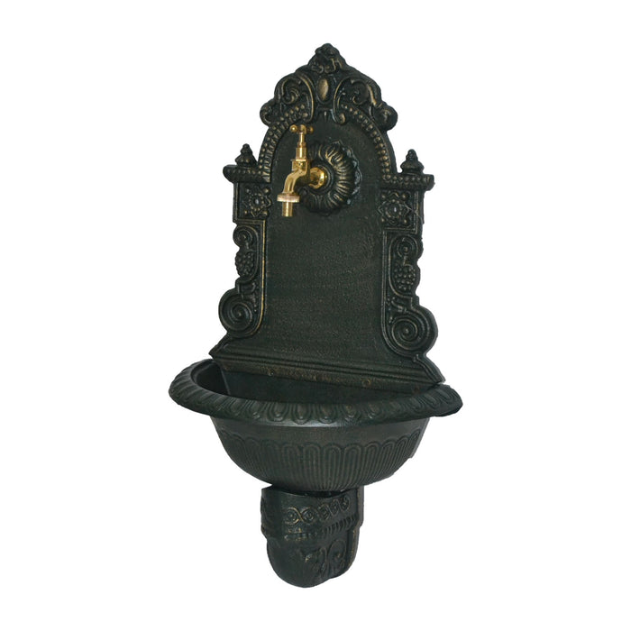 FONTANA ACQUASANTIERA GHISA CON RUBINETTO PANTHEON VERDE DA GIARDINO