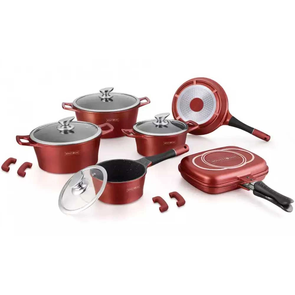 Set di Pentole Padelle 15 Pz Professionale in Pietra Lavica Royalty Line Bergogna