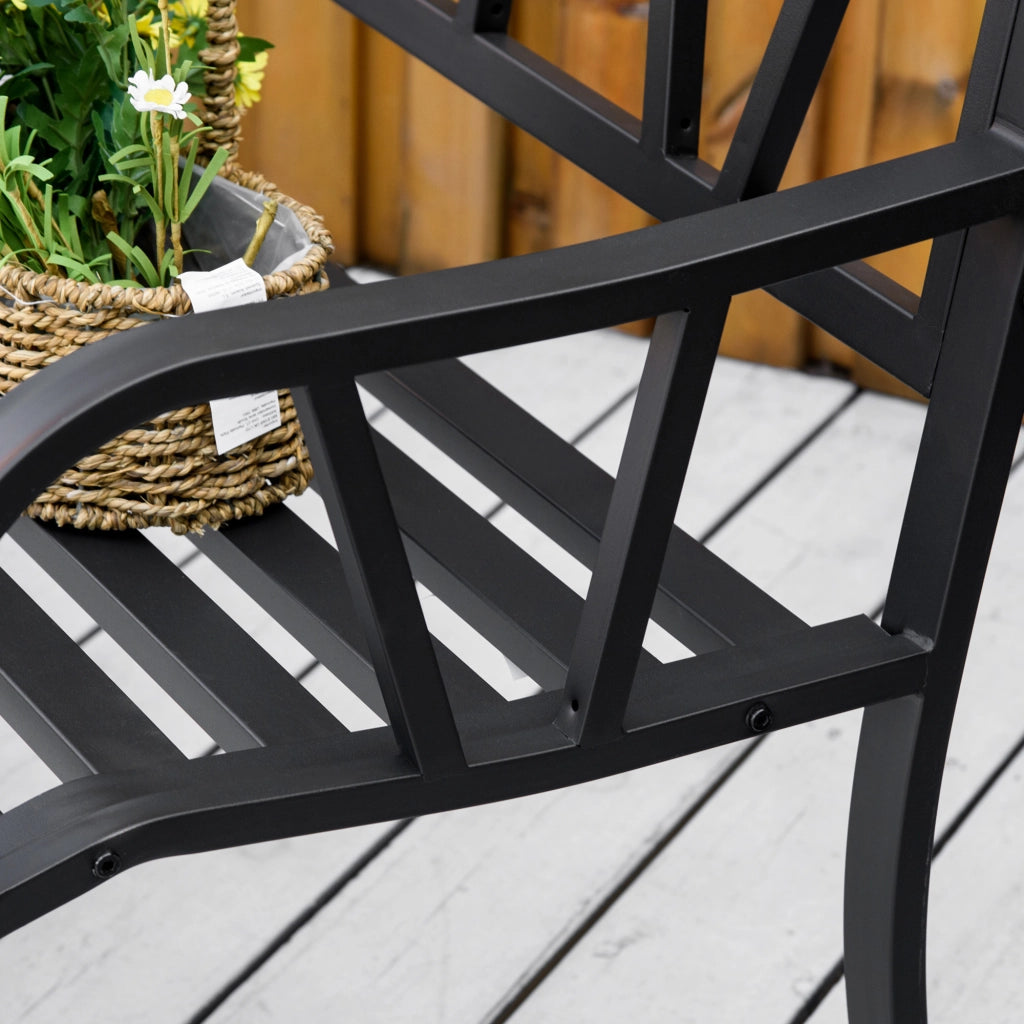 Panchina da Giardino in Metallo ¨C zephmum ¨C Nero, 2 Posti, 128x56x86cm