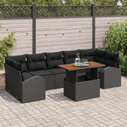 Set di divani da giardino  8 pezzi con cuscini nero rattan polietilene