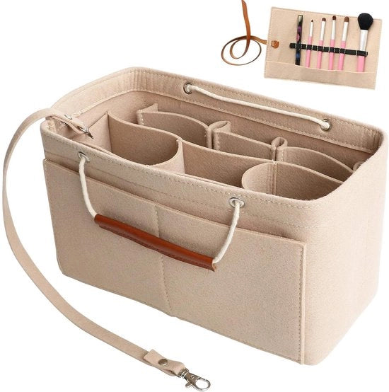 Organizzatore di tasche per donna - borse a mano in vilt - medio - beige