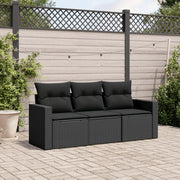 Salotto da Giardino-Set Divani da Giardino 3 pz con Cuscini in Polyrattan Nero 908000