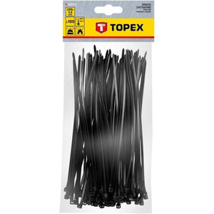 Topex 44e976 fascette per cavi 3 3,6mmx200mm, nero, 100 pezzi