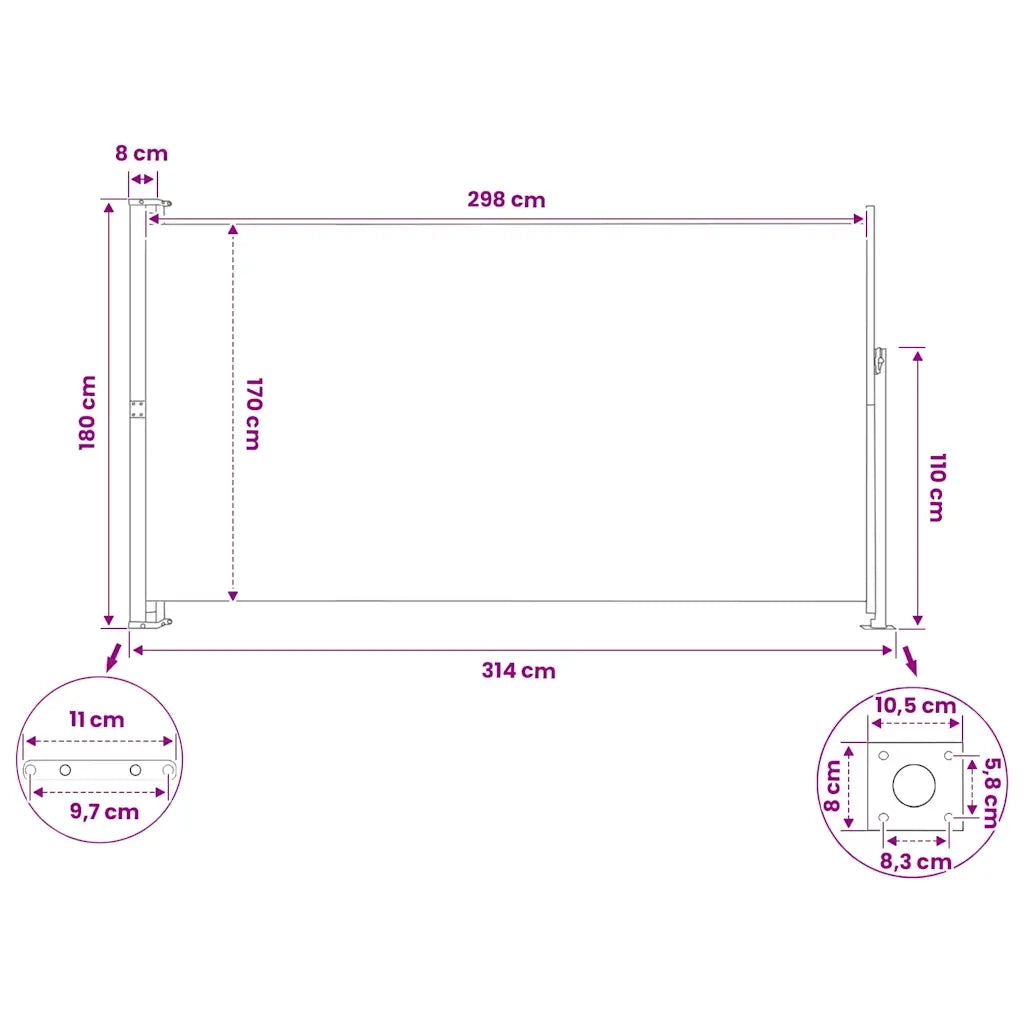 Tenda da Sole | Tenda laterale Retrattile per Patio 180x300 cm Marrone